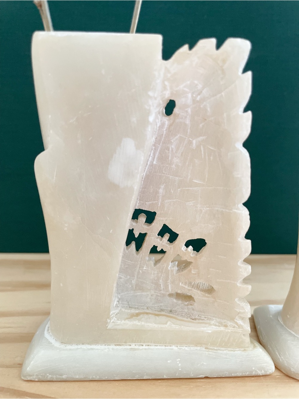 Vintage Chinese Hand-Carved White Soapstone Bud Vases - Mirrored Pair - Picture 11 of 16
